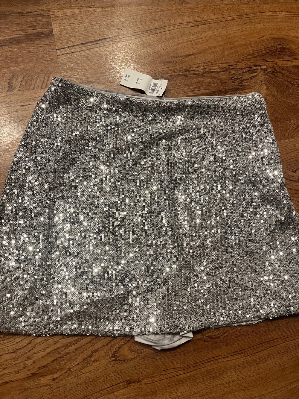 Abercrombie & Fitch Silver Sequin Mini Skort
